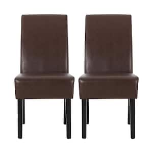 Monita Dark Brown Upholstered Faux Leather Dining Chair (Set of 2)