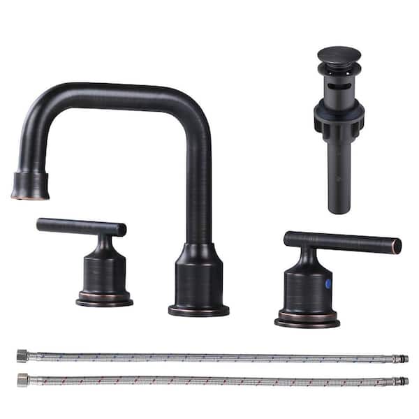 ARCORA 8 in. Widespread 2-Handle Bathroom Faucet with Pop Up Drain, 3 Hole Bathroom Sink Lavatory Faucet in Oil Rubbed Bronze