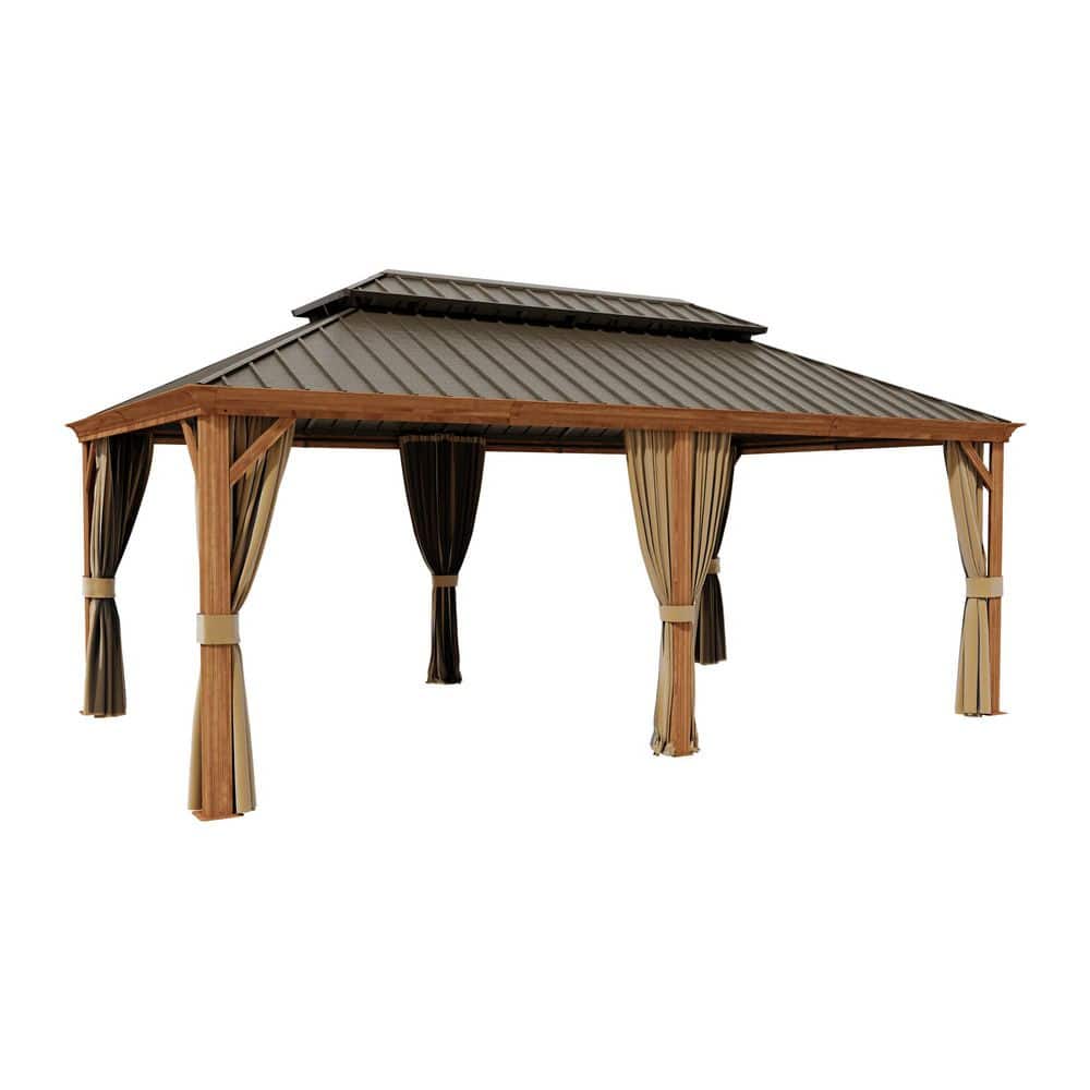 12 ft. x 20 ft. Aluminum Frame Hardtop Gazebo, Galvanized Steel Double Roof Gazebo with Nettings and Curtains, Gray price history on PriceWatchPro
