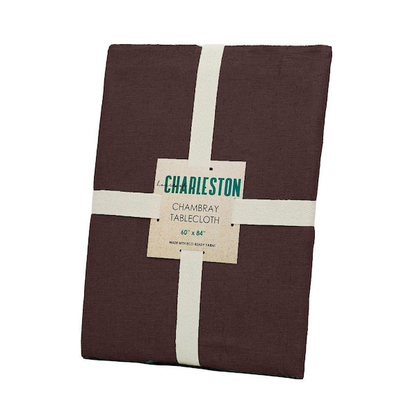 Charleston 70 in. Round Nut Brown Solid Cotton Rich Tablecloth