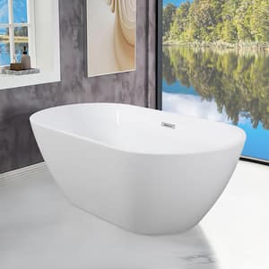 67 in. x 29.53 in. Acrylic Freestanding Soaking Bathtub in White with Chrome Overflow and Drain cUPC Certified