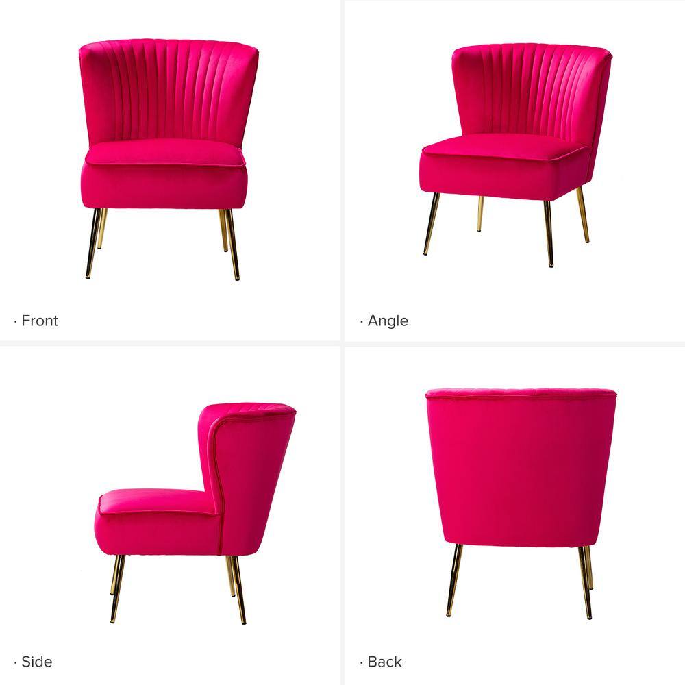 Fuchsia Velvet Accent Chair with Gold Legs