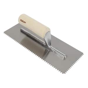1/4 in. x 3/16 in. Traditional Carbon Steel V-Notch Flooring Trowel with Wood Handle