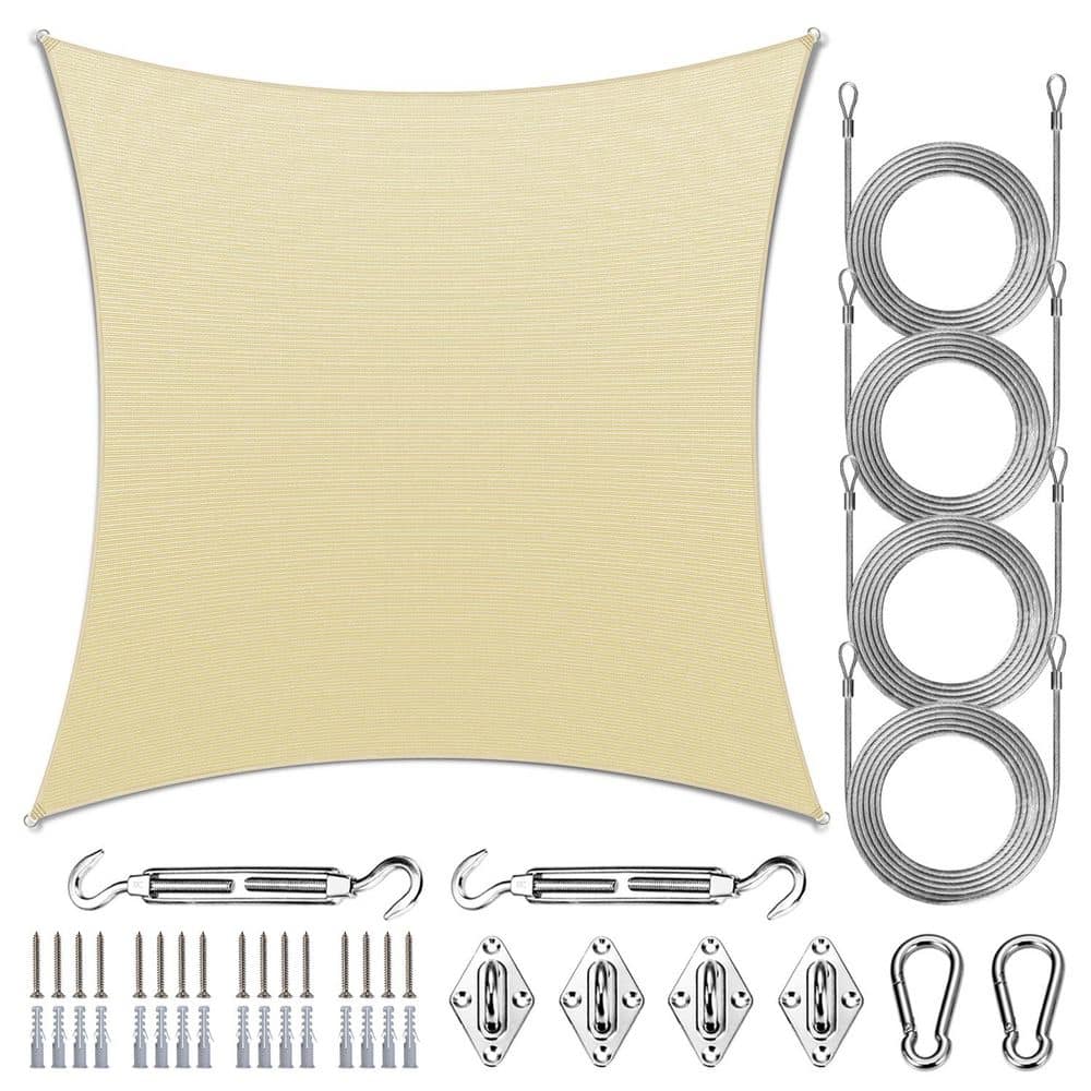 16 ft. x 16 ft. Square Sun Shade Sail with Hardware Kit and Rope-Beige price history on PriceWatchPro