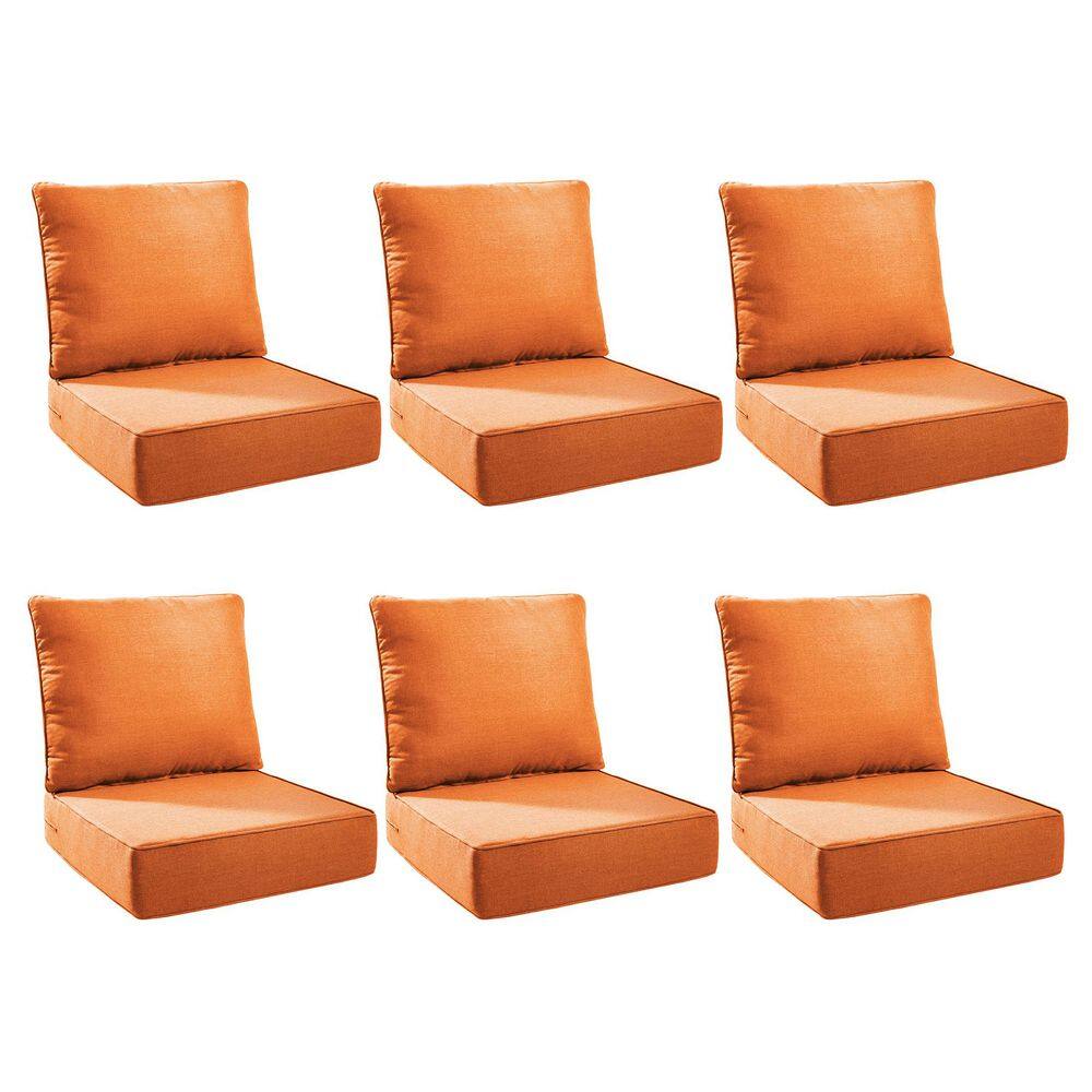 Duraolex 24 in. W x 24 in. D x 6 in. Thick Square 12-Piece Deep Seating Outdoor Lounge Chair Olefin Cushion in Orange price history on PriceWatchPro