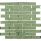 Evergreen 11.73 in. x 11.73 in. x 8 mm Textured Beveled Subway Glass Mesh-Mounted Mosaic Wall Tile (9.6 sq. ft./Case)