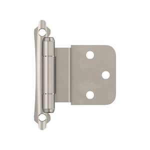 Satin Nickel 3/8 in. (10 mm) Inset Self-Closing, Face Mount Cabinet Hinge (2-Pack)