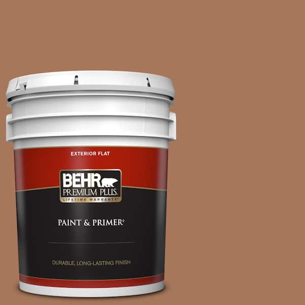 BEHR PREMIUM PLUS 5 gal. #240F-5 Toasted Chestnut Flat Exterior Paint & Primer