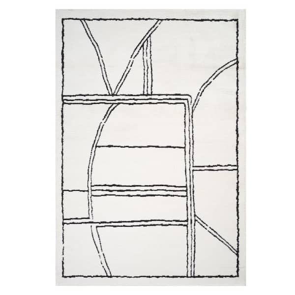 8 ft. x 11 ft. Ivory, Black, Tan Medallion Washable Area Rug