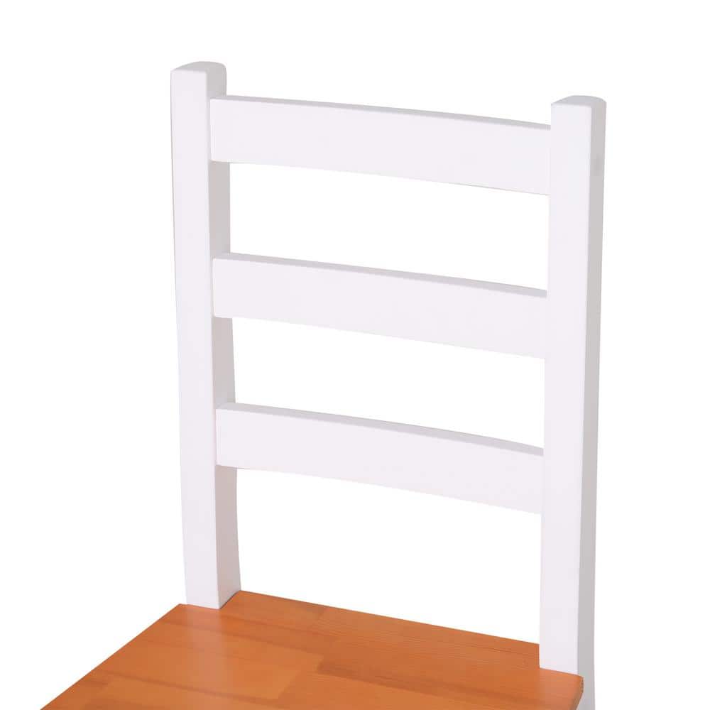 5-Piece Light Wood and White Pine Dining Set with Ladderback Chairs