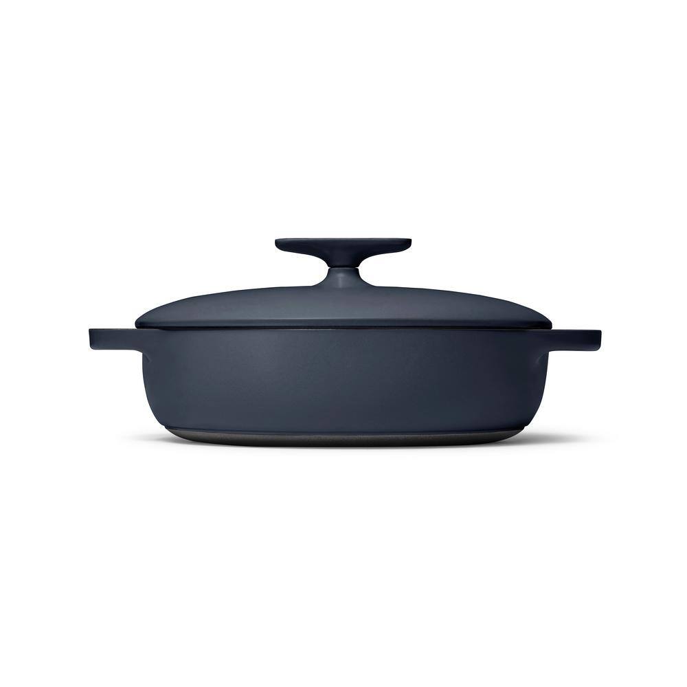 Midnight Blue Enameled Cast Iron Braiser with Lid, 3.5 Qt