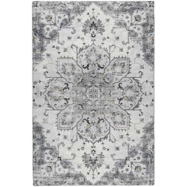 Dream Shag Premium Machine Washable Abstract ADS93 Fog 8 ft. x 10 ft. Area Rug