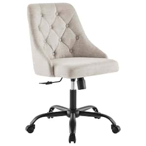 Distinct Tufted Swivel Upholstered Black Beige Office Chair