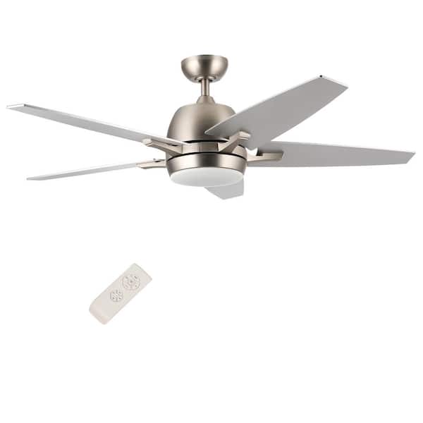Merra 52 in. LED Indoor Brushed Nickel Ceiling Fan with Light Kit and Remote Control