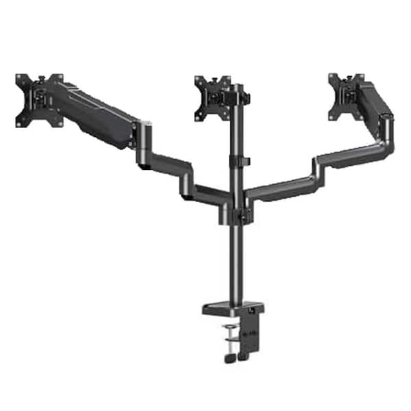 Triple Monitor Stand Mount Adjustable Desk Arm for Screens Up to 27 Inch Heavy Duty Black Holds 3 Monitors