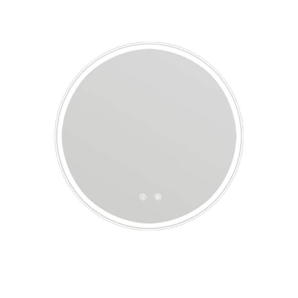 Unbranded 28 in. W x 28 in. H Round Frameless Wall Bathroom Vanity Mirror in White