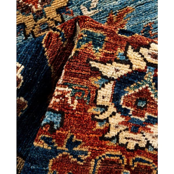 Serapi Blue 9 ft. x 12 ft. Tribal Wool Indoor Area Rug