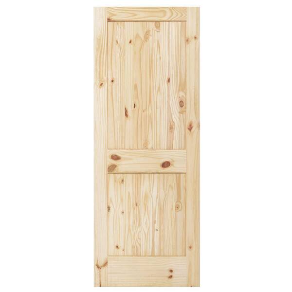 Steves & Sons 28 in. x 80 in. Rustic 2-Panel Plank Solid Core Knotty Pine Interior Door Slab