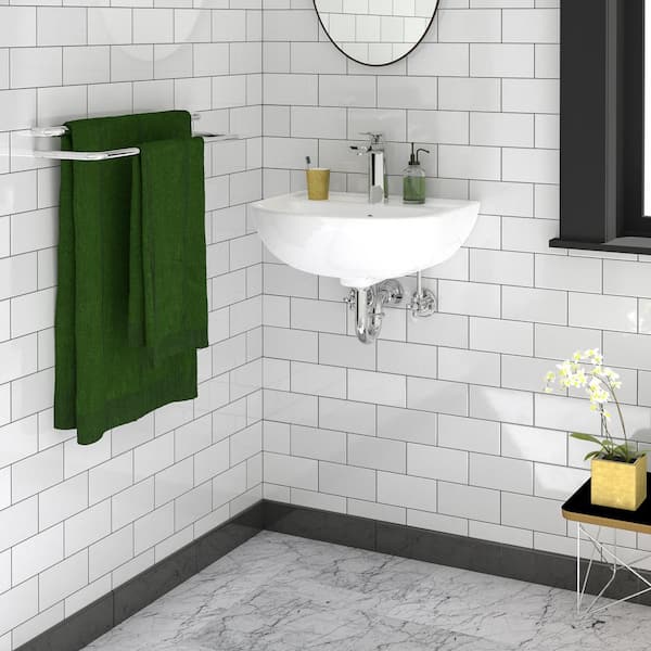 Compact 500 Wall-Hung Bathroom Sink in White