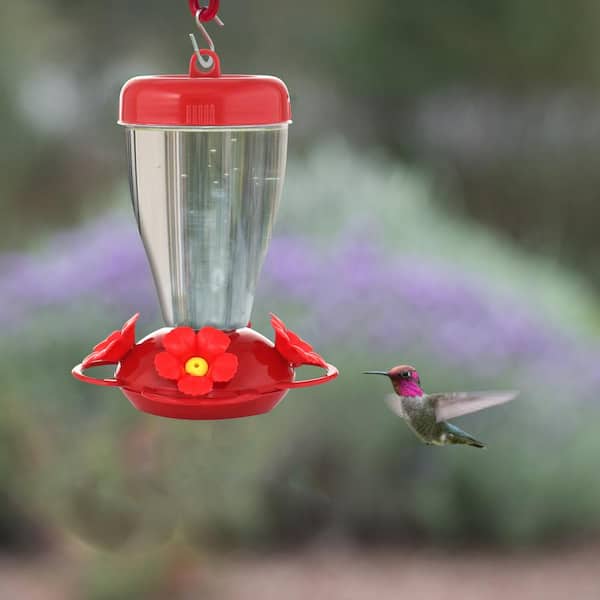 16 oz Capacity Perky-Pet Red Pinch Waist Plastic Hummingbird Feeder 