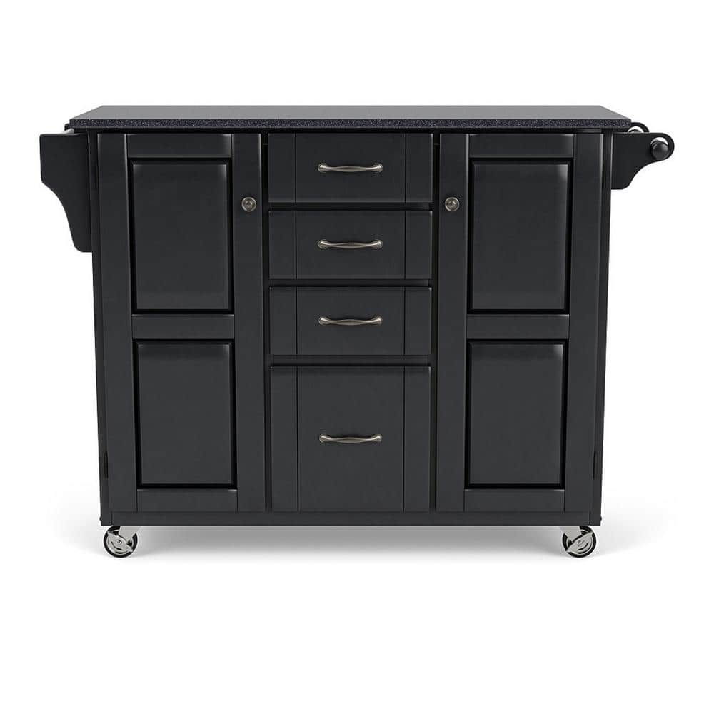 HOMESTYLES Create A Cart Black Kitchen Cart With Black Granite Top 9100   Black With Black Granite Top Homestyles Kitchen Carts 9100 1044 64 1000 