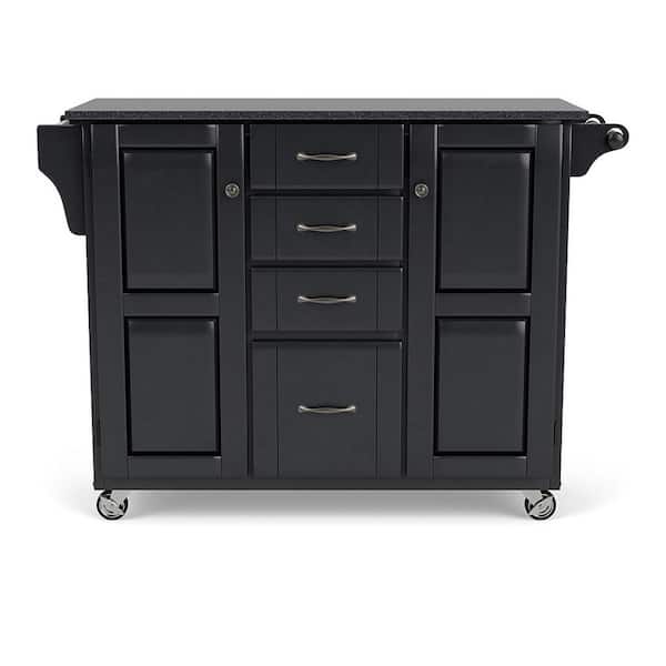 HOMESTYLES Create-a-Cart Black Kitchen Cart with Black Granite Top
