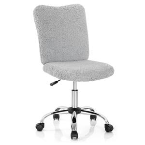 Gray Armless Faux Leather Leisure Office Chair Adjustable Swivel Task Chair Grey