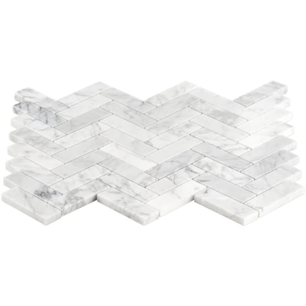 Ivy Hill Tile White Carrara Herringbone 4 in. x 0.39 in