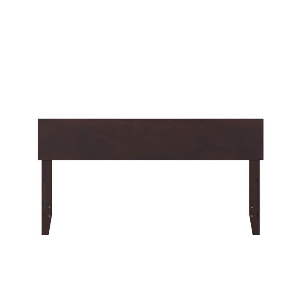 Espresso Queen Modern Wood Headboard with USB Charger