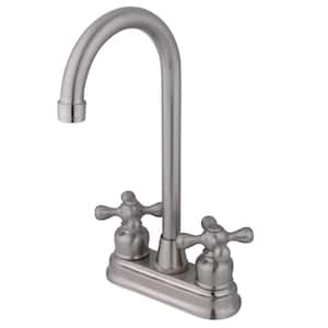 2-Handle Deck Mount Gooseneck Bar Prep Faucets in Brushed Nickel