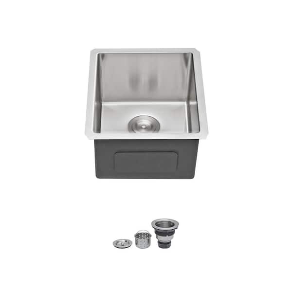 21 in. Undermount Singel Bowl 16 Gauge Brushed Nickel Stainless Steel Kitchen Sink with Drain