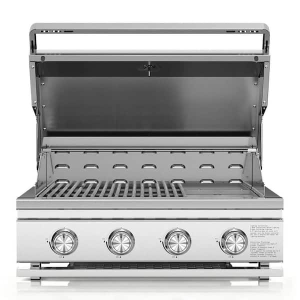 32000BTU 4-Burner Built-In Gas Grill in Stainless Steel