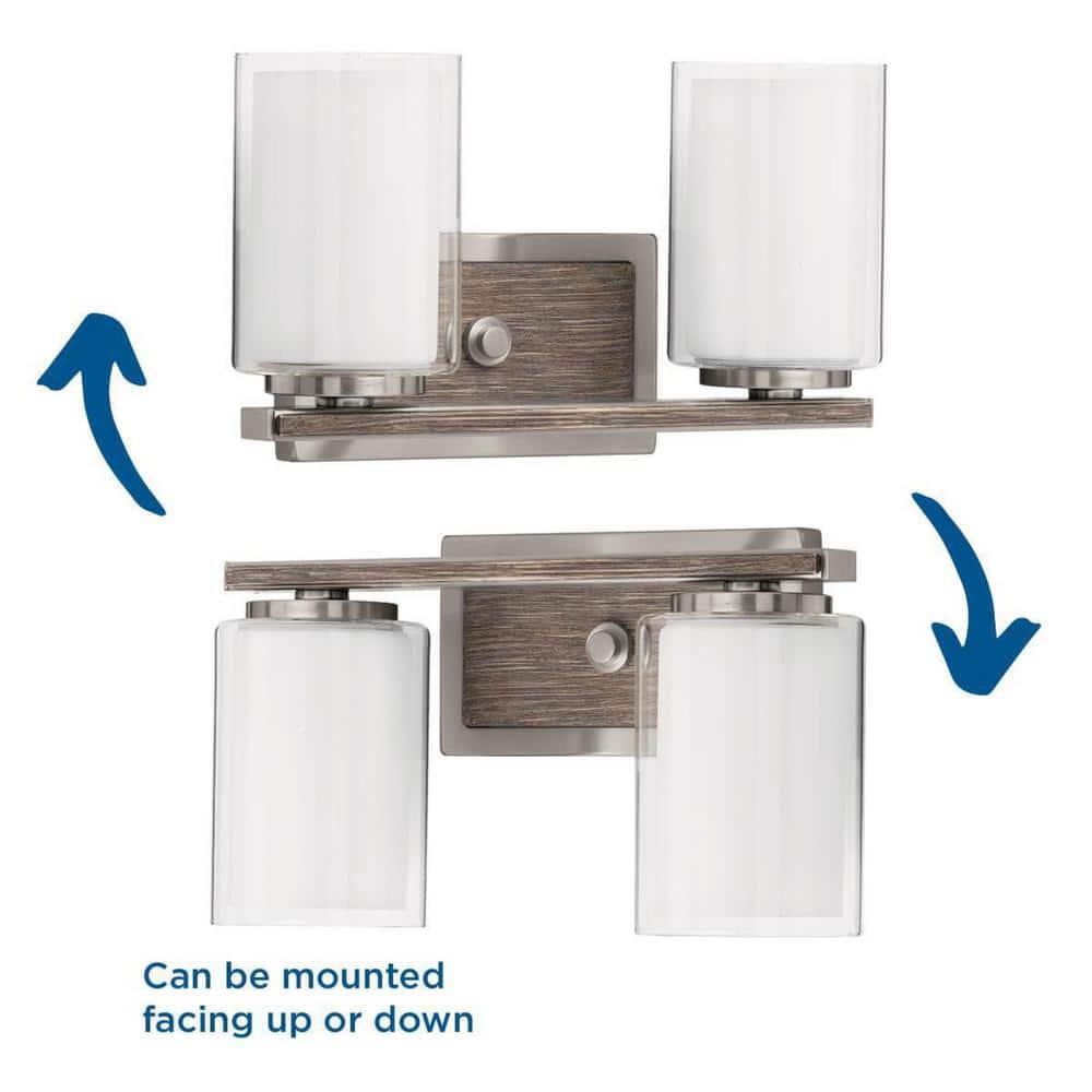 Brushed Nickel 2-Light Cylinder Shade Bath Vanity Fixture
