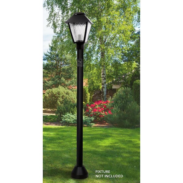 6 ft. Black Outdoor Lamp Post with Convenience Outlet fits 3 in. Post Top Fixtures