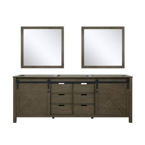 Marsyas 84 in W x 22 in D Rustic Brown Double Bath Vanity without Top and 34 in Mirrors