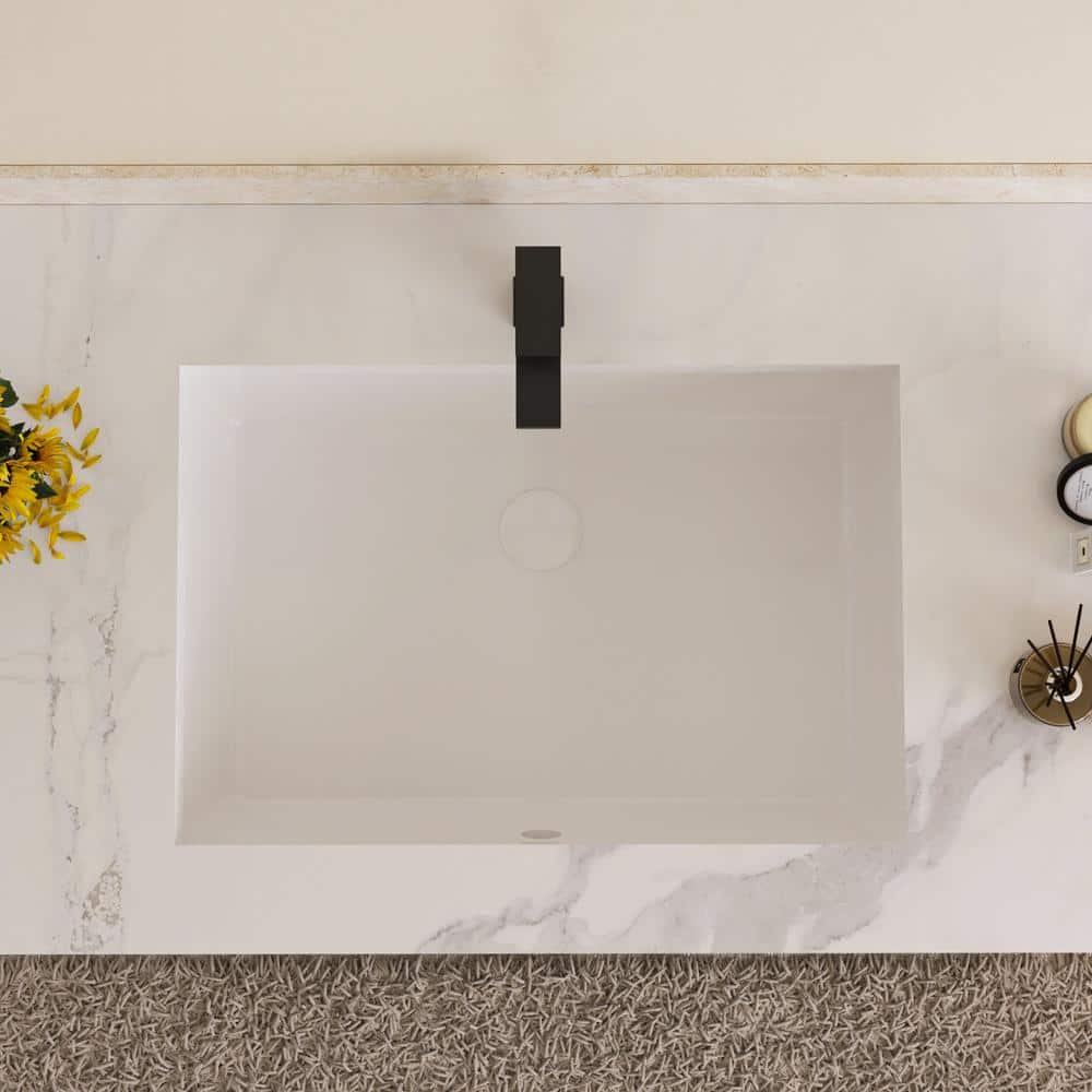 DeerValley 22" White Ceramic Rectangular Undermount Bathroom Sink