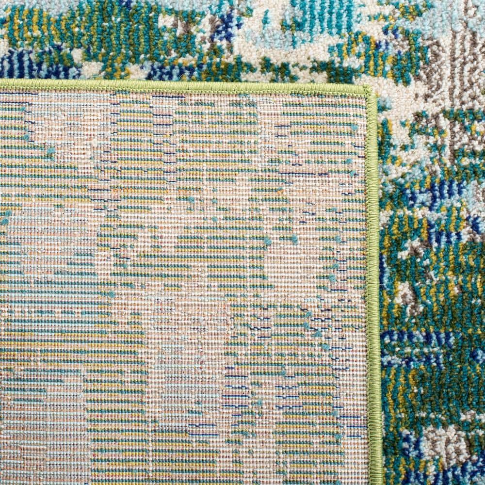 Green and Turquoise Abstract 8' x 10' Synthetic Area Rug