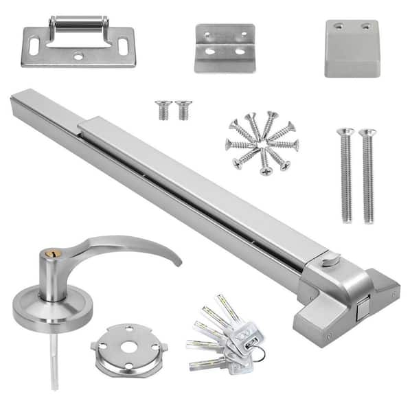 31.5 in. Stainless Steel Commercial Door Push Bar Panic Exit Device with Exterior Lever Handle Fits 30-37 in. Doors
