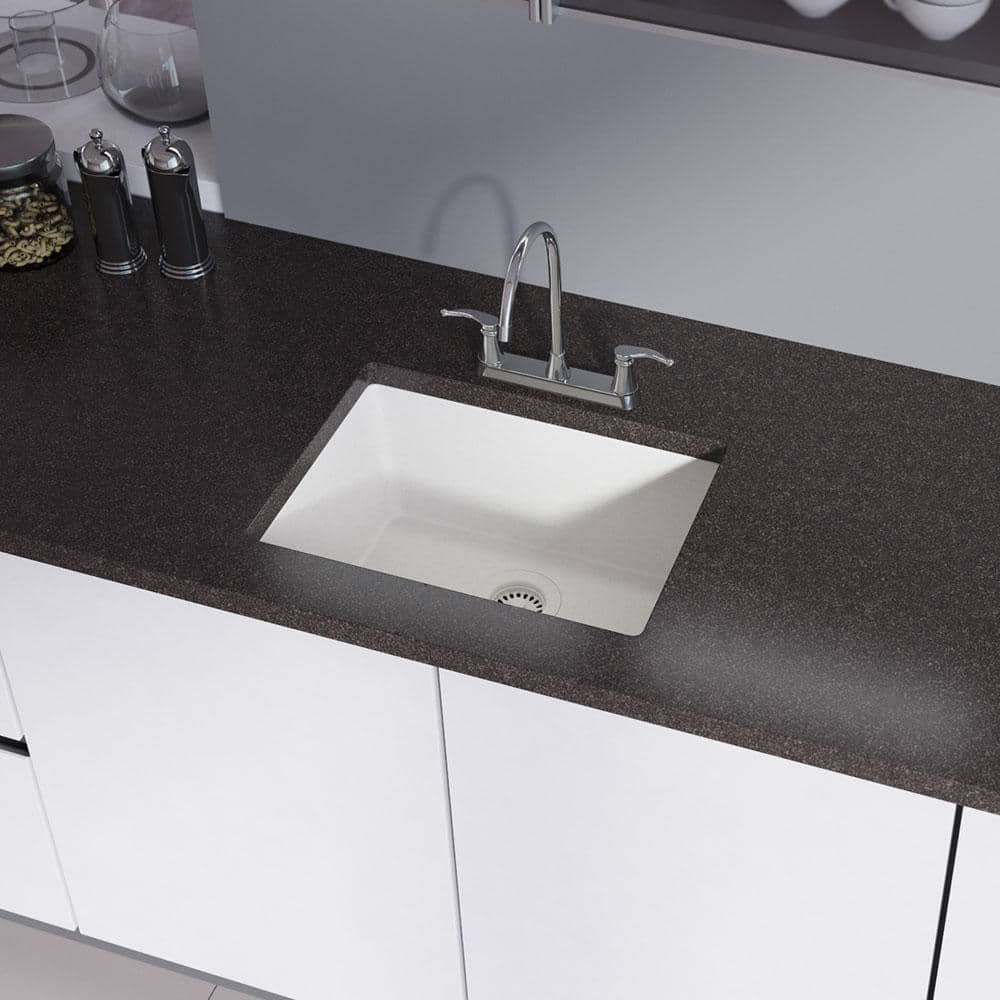 Rene Ivory Granite Quartz 22 In Single Bowl Dualmount Kitchen Sink Kit   Ivory Rene Drop In Kitchen Sinks R3 1004 Ivr St Cgf 64 1000 