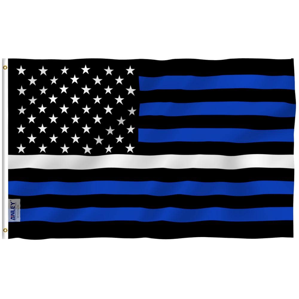 Fly Breeze 3 ft. x 5 ft. Polyester Thin White Line USA Flag 2-Sided Flag Ba