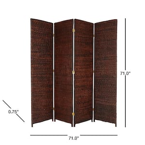 6 ft. Dark Brown 4-Panel Room Divider