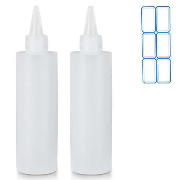 2-Pack 10 oz. Clear Plastic Condiment Squeeze Bottles with Leak-Resistant Twist Caps