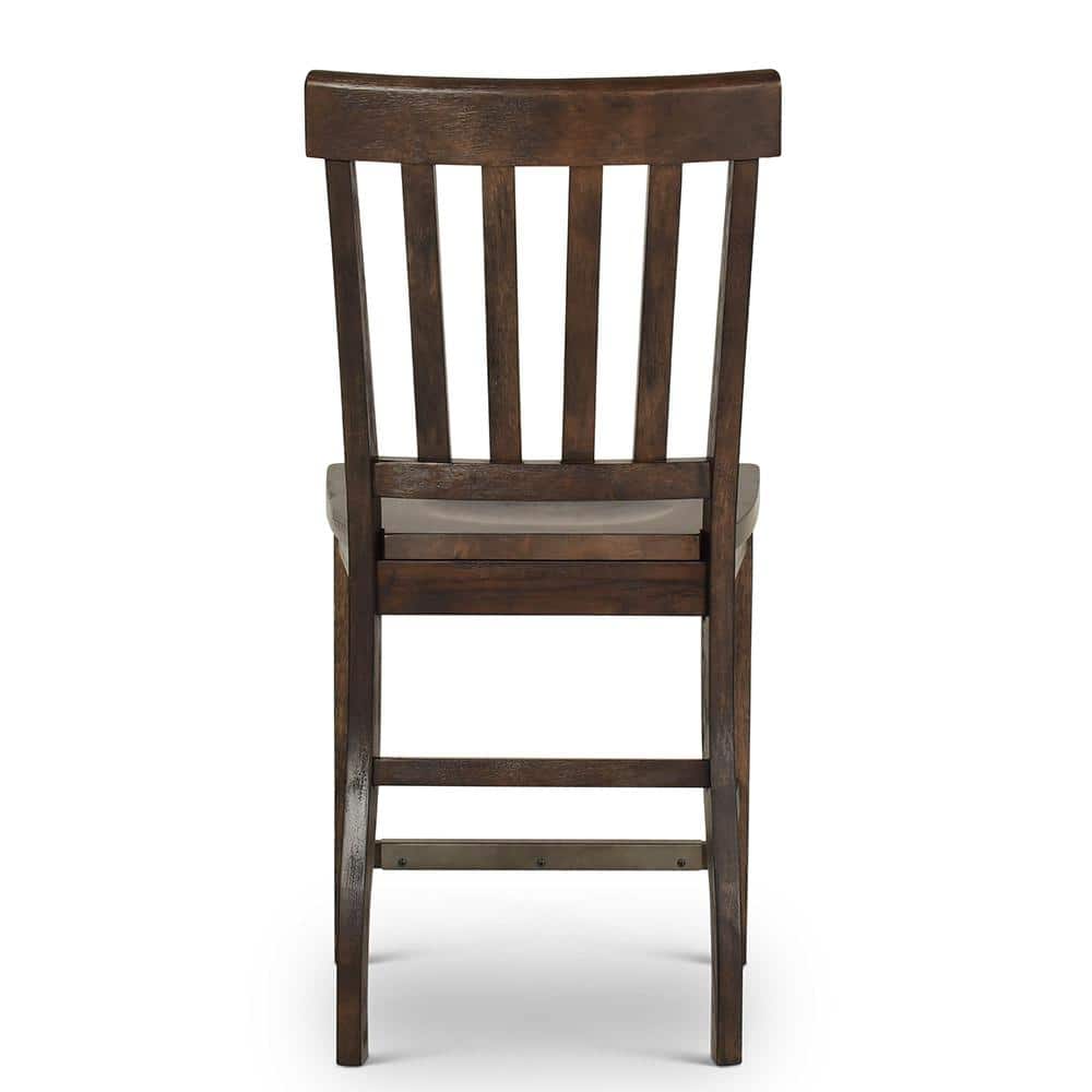 Elegant Transitional Dark Oak Wood Counter Stools, Set of 2