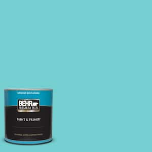 BEHR PREMIUM PLUS 1 qt. #500B-4 Gem Turquoise Satin Enamel Low