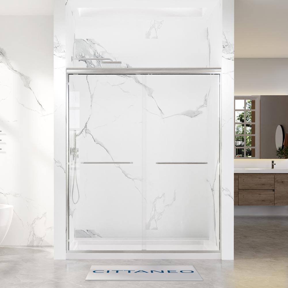 56–60 in. W x 72 in. H Framed Double Sliding Shower Door in Chrome with 1/4 in.(6mm) Clear Tempered Glass price history on PriceWatchPro