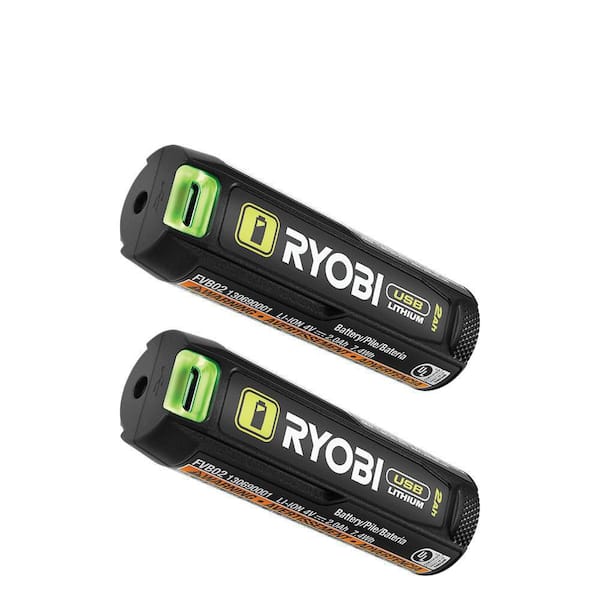USB Lithium 2.0 Ah Lithium Rechargeable Battery (2-Pack)