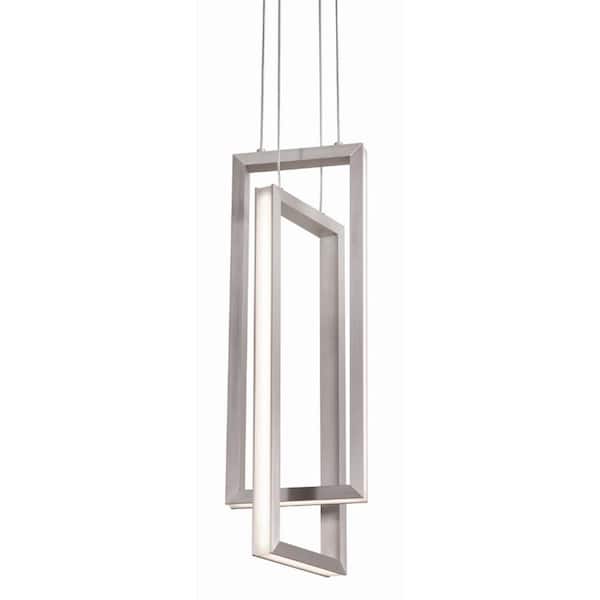 Cole 24-Watt Integrated LED Satin Nickel Geometric Pendant with Acrylic Shade