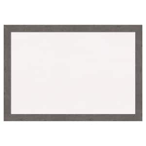 Rustic Plank Grey Narrow White Corkboard 39 in. x 27 in. Bulletin Board Memo Board
