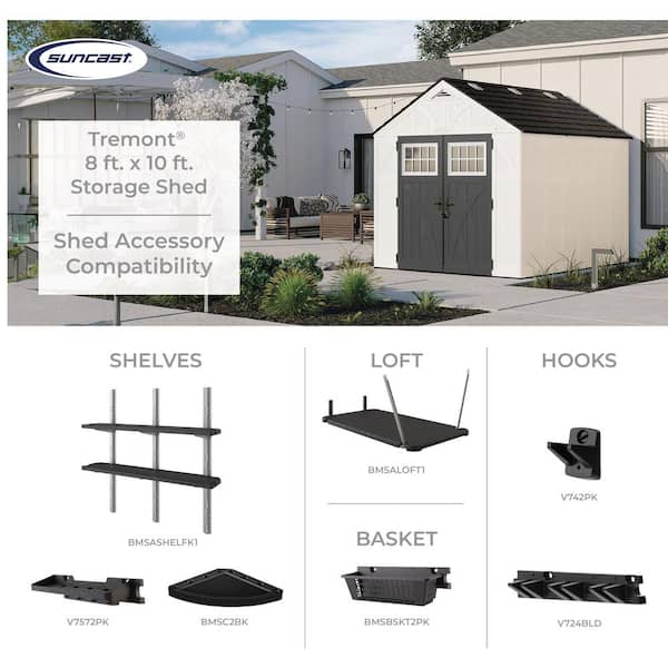 Suncast - Tremont 8 ft. W x 10 ft. D Plastic Shed (85.32 sq. ft.)