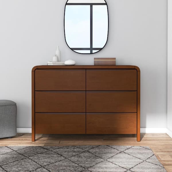 Ashcroft Furniture Co Dempsey Walnut Brown 6-drawer 47.2 in. Wide Dresser